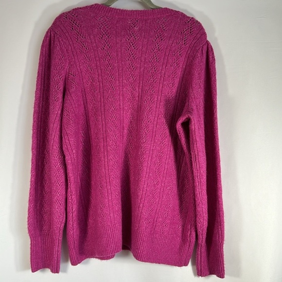 Joie Purple Pointelle Knit V-Neck Soft Sweater - Picture 6 of 7